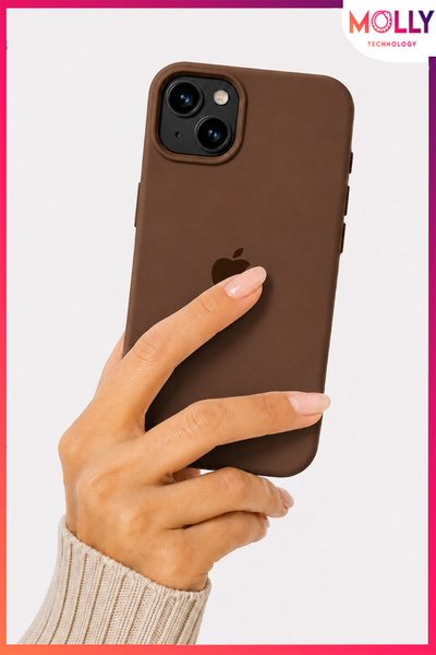 Molly iPhone 15 İçin Çikolata Lansman Soft İçi Kadife Mat Silikon Kılıf
