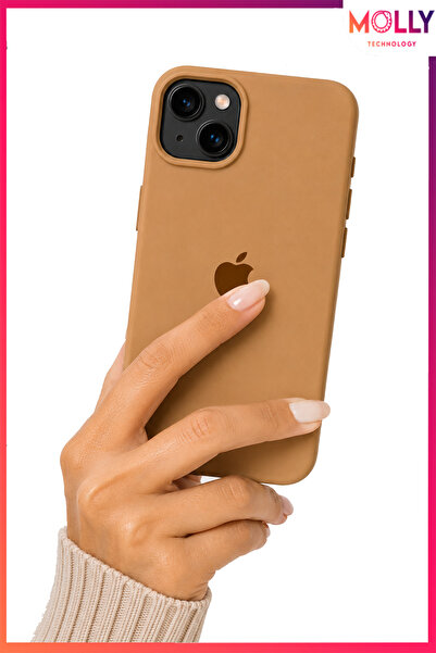 Molly iPhone 15 İçin Latte Lansman Soft İçi Kadife Mat Silikon Kılıf