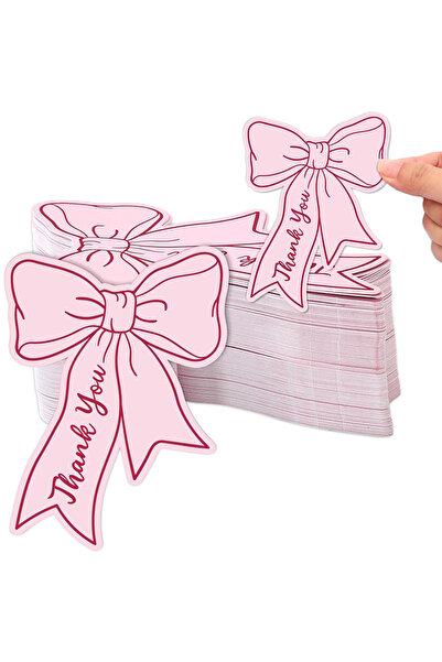 Choice1 pink 50Pcs Pink Bow Mini Thank You Cards 2.5x3.5 Inch Bowknot Small B...