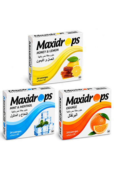 Maxidrops أقراص استحلاب بنكهات العسل والليمون والنعناع والمنثول والبرتقال - 3...