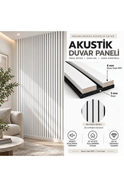 Northgreen Panel İndeniz Beyaz 60x275 cm Akustik Panel