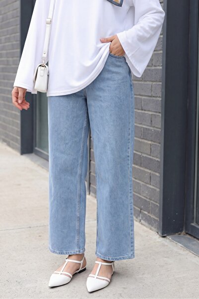 Modamorfo High Waist Jeans with Pocket on the Leg - Light Blue