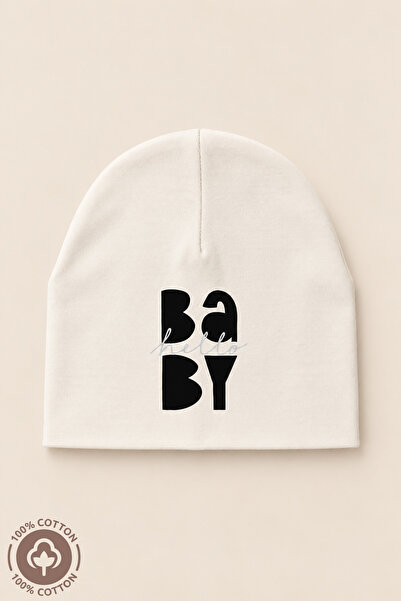 Miniel Unisex Bebek Baskılı Penye %100 Pamuklu 6-12 Ay Bebek Bere
