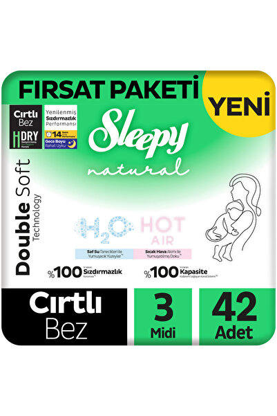 Sleepy Natural Double Soft Ultra Paket Bebek Bezi 3 Numara Midi 42 Adet