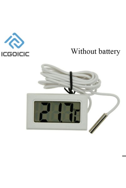 Choice1 مقياس حرارة رقمي صغير بشاشة LCD أبيض اللون من نوع ICGOICIC FY-10، يُس...