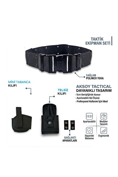 a+ aksoy tactical Siyah Delikli Örgü Palaska Jöak Polis Askeri Set Mini Taban...