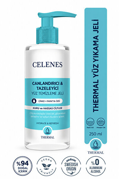Celenes Thermal Facial Cleansing Gel for Dry and Sensitive Skin, 250 ml