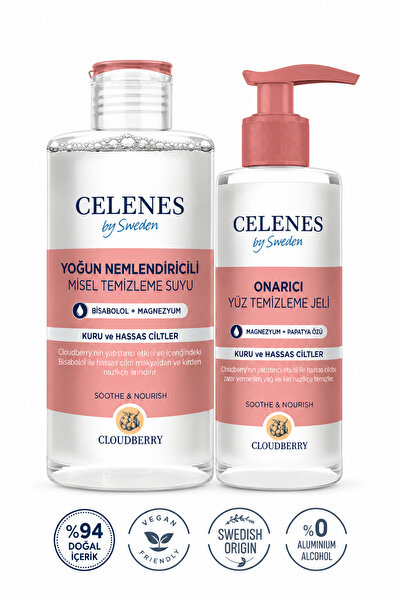Celenes Cloudberry Facial Cleansing Set Two in One Dry and Sensitive Skin 250...