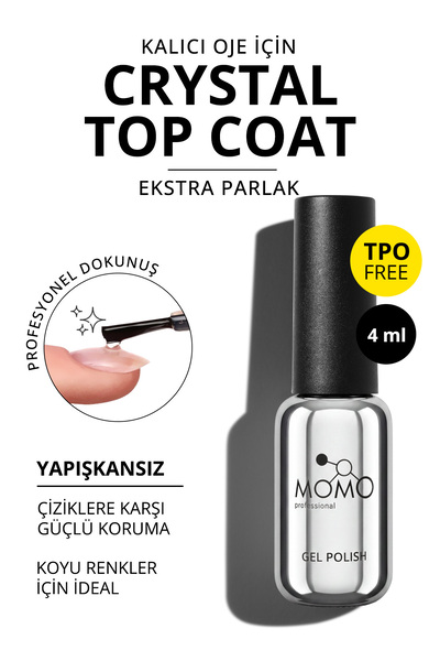 MOMO professional Kalıcı Oje İçin Crystal Top Coat, 4 ml