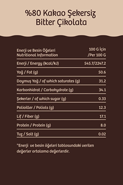AROHA Stevia İle Tatlandırılmış %80 Kakao Şekersiz Bitter Çikolata 80 g e