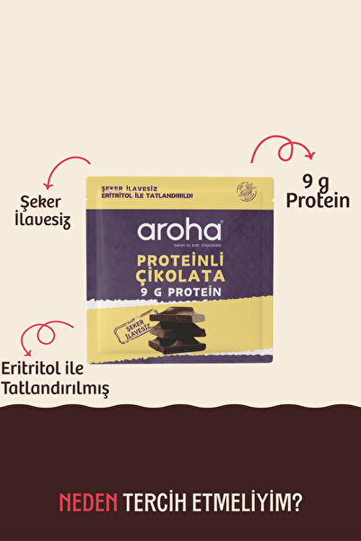 AROHA Proteinli Şeker İlavesiz Bitter Çikolata 40 g