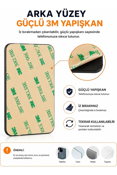 ARPEDO Vakumlu Telefon Tutucu - Silikon Vantuzlu - Güçlü Tutuş