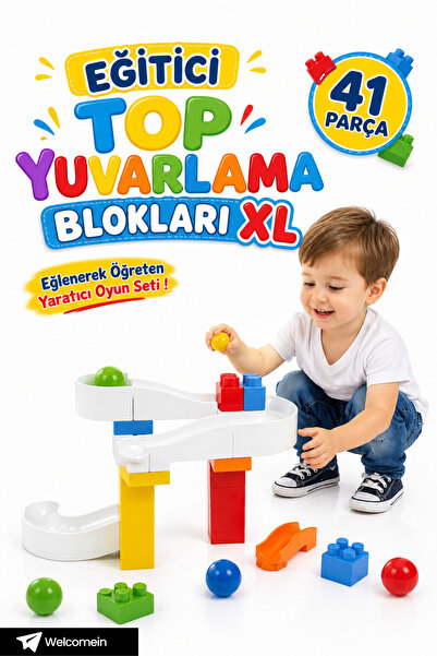 welcomein Eğitici Top Yuvarlama Blokları Çocuk Aktivite Oyuncağı Eğitici Yapı...