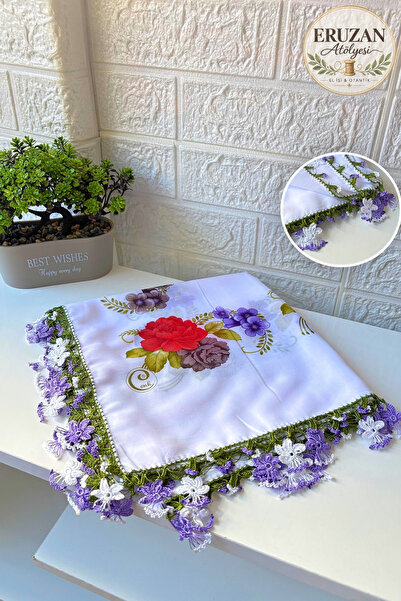 Cenk Handmade Written and Embroidered Scarf, Cheesecloth, Gift, Dowry Box