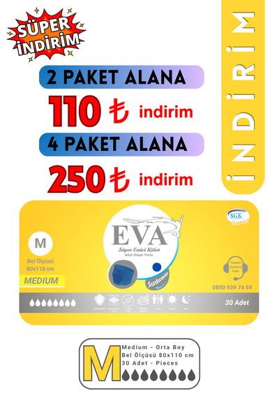 EVA Men 30lu Külot Hasta Bez Medium