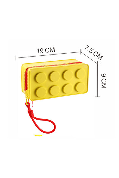 Choice Yellow Creative Building Block Shaped Handbag Pen Storage Bag with Rop...