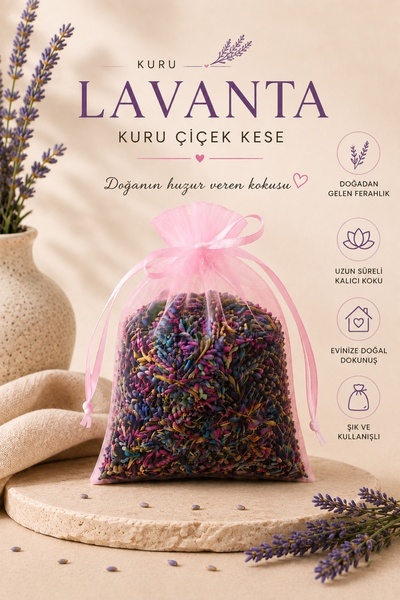 Rosess Renkli Lavanta Kurusu | Lavanta Kesesi | Hediyelik | Yoğun Kokulu | Dekoratif Lavanta Kesesi | Dolap, Çekmece ve Oda Kokusu (1 Adet)