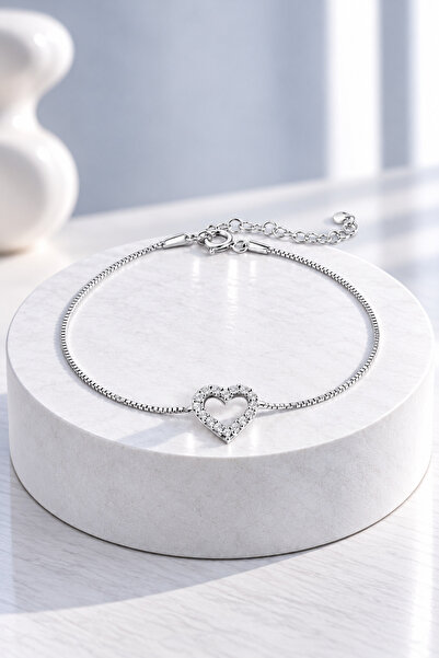 jelux silver Gümüş 925 Ayar Love Model Zirkon Taşlı Ayarlanablir Bileklik