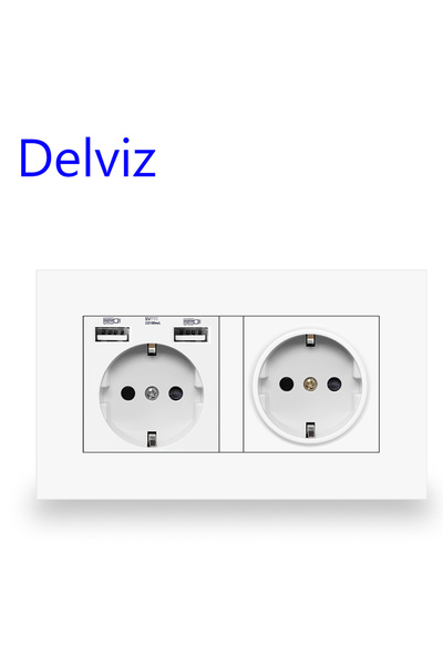 Choice White (2 USB) Delviz EU Standard USB socket, Double Outlet,16A Quality...