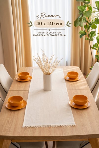 Country House Guipure Cotton Runner - Cream Color 40X140 cm