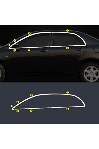 Niken Toyota corolla cam çerçevesi kenar çıtası krom tamtur 2007 / 2013 12 parça
