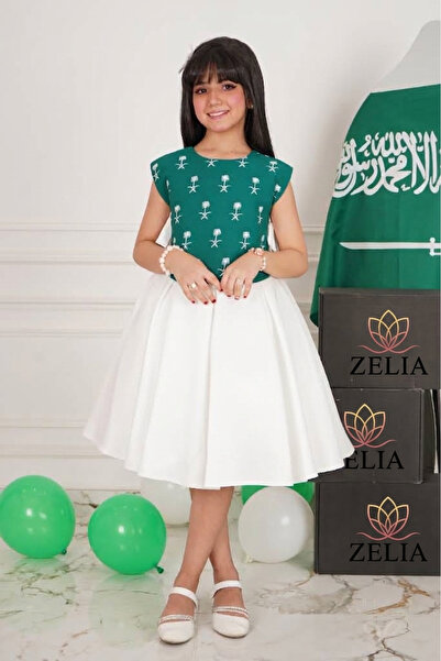 zelia فستان أبيض فاخر جديد بدون أكتاف مع تطريز وردي للفتيات |