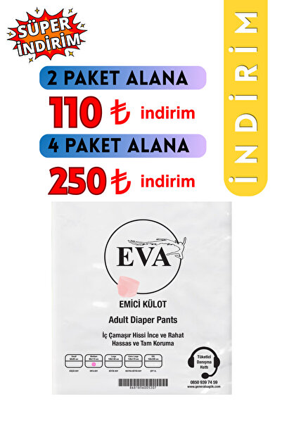 EVA Ekonomik Emici Külot Hasta Bezi Pembe Medium 30'lu