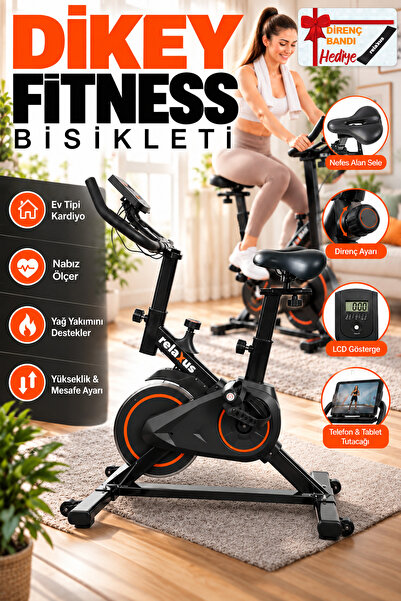 RELAXUS Dikey Ev Fitness Bisikleti LED Ekran Kardiyo Egzersiz Aleti Spinning ...