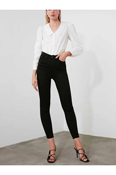 bluewoopss Ngbutika Full Likralı Simsiyah Yüksek Bel Skinny Jean Pantolon (TO...