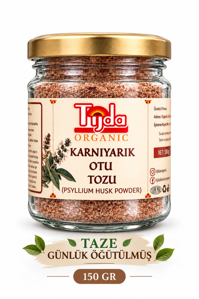 TİJDA Karnıyarık Otu Tozu (Psyllium Seed Powder) 150 gr Taş Değirmende Çekilmiştir Doğal Saf İçerik Katkısız