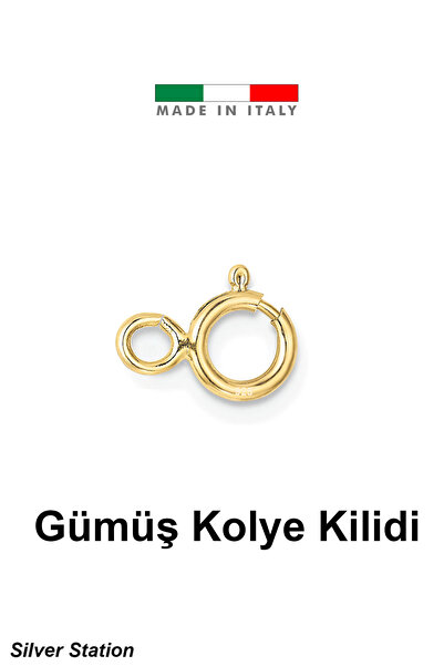 Silver Station İtalyan Altın Renk Gümüş Kolye Kilidi - Bileklik Kilidi - Kili...