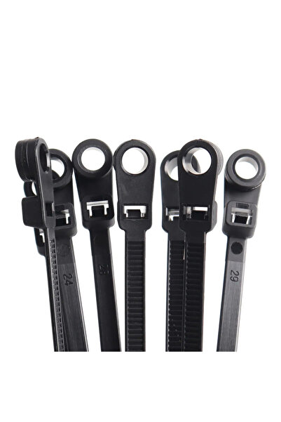 Choice 3.6x200mm black 100PCS Nylon Cable Ties with Screw Hole Self-Locking C...