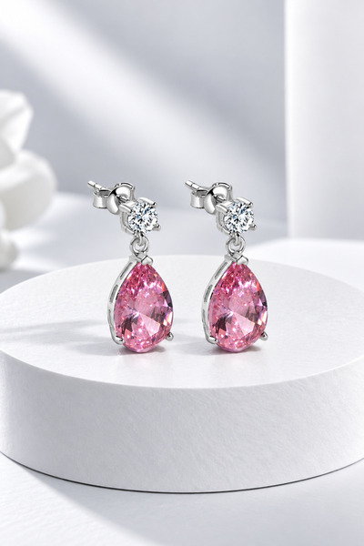 jelux silver Gümüş 925 Ayar Rodyumlu Zirkon Taşlı Pembe Pırlanta Montür Çivil...