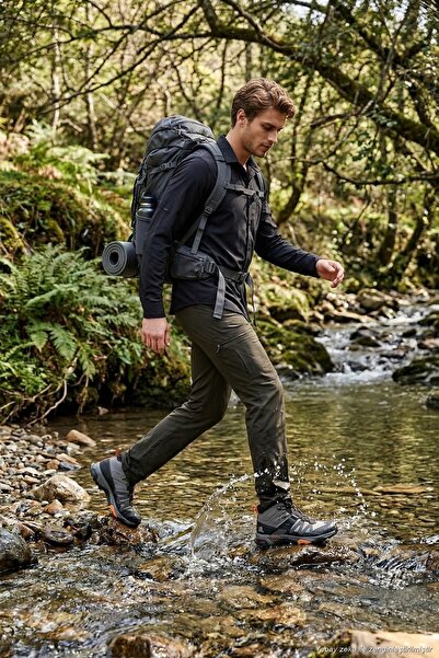 Buratti Normal Kalıp Kargo Cepli Lastikli Bel Trekking ve Kurye Pantolon Erke...