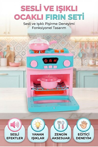 Tıfıl Toys Fırınlı Ocağım! Sesli Işıklı Pilli Açılabilir Kapaklı İnteraktif O...