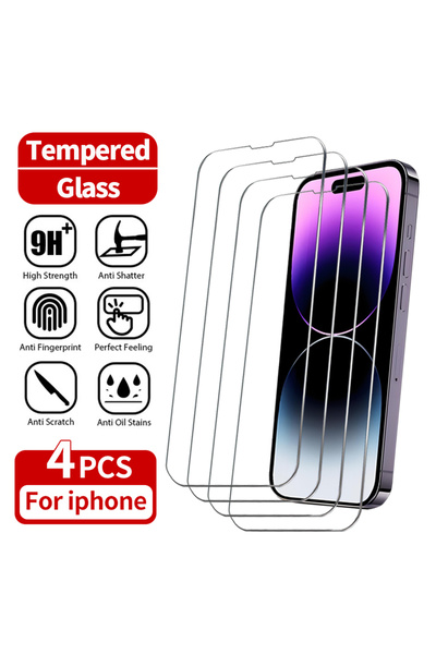 Choice16 iPhone 12 Tempered glass 4PCS 4Pcs Tempered Glass For iPhone 15 14 1...