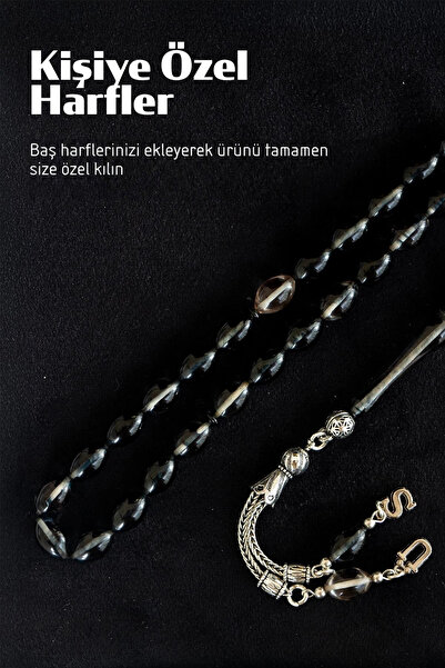 Tesbih Otağı Kişiye Özel Harfli Ateş Kehribar Tesbih – Premium Kutulu Hediye Tesbih Seti - Sertifikalı Kehribar