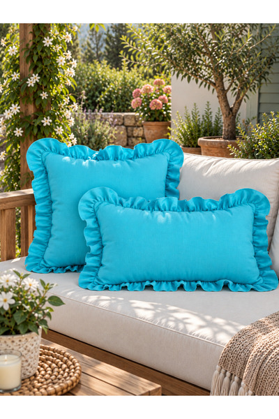 Decamor home İnci Vintage Κάλυμμα Μαξιλαριού με Βολάν σε Τιρκουάζ Χρώμα 1 ΤΕΜ