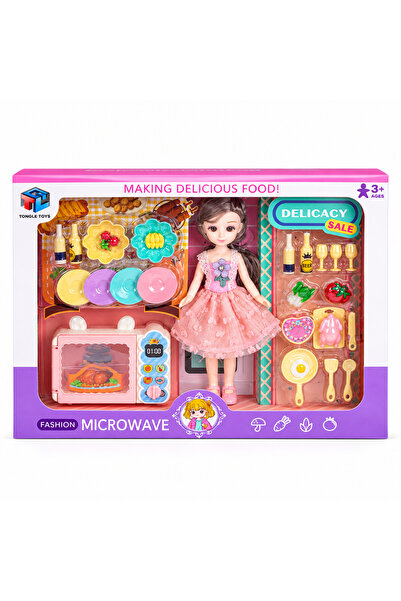 Toysea Fashion Doll Kitchen Play Set, Making Delicious Food Toy with Microwav...