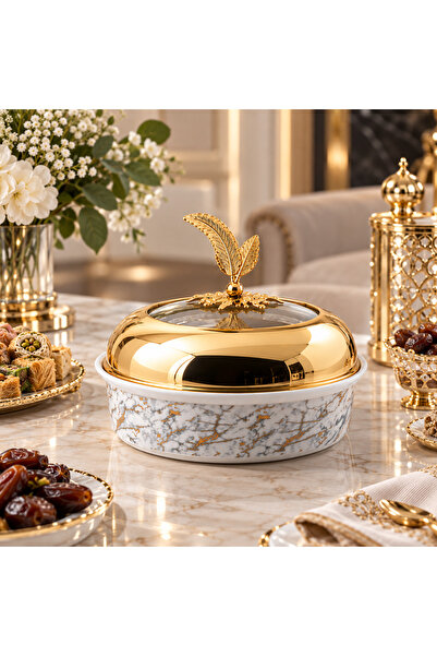 Dania Multi-Use Serving Plate Gold/White 27x27x7cm