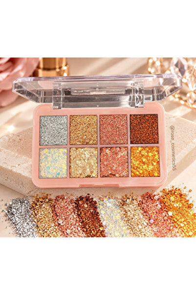 Rose COSMETİCS GLİTTER 8'Lİ FAR PALETİ YÜZ VE VUCUT SİMİ IŞILTI