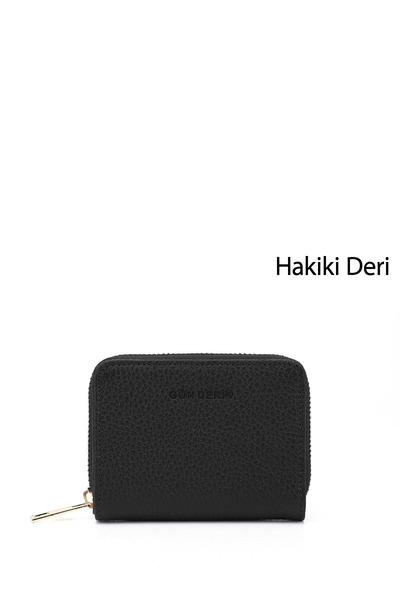 GÖNDERİ(R) Unisex Siyah Floter Hakiki Deri Dikey Cüzdan