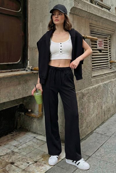 Lela Trenerka Grass Regular Fit Normalni struk Široka nogavica Ženske TRENERK...