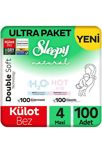 Sleepy Natural Double Soft Ultra Paket Külot Bez 4 Numara Maxi 100 Adet