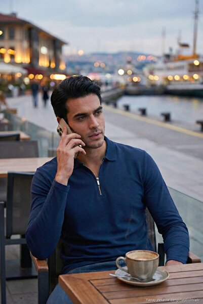 Buratti Cotton Slim Fit Half Zipper Polo Neck Sweat Men's Sweat 5903010