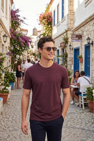 Buratti Tricou de bază din bumbac cu gât rotund pentru bărbați 59020001