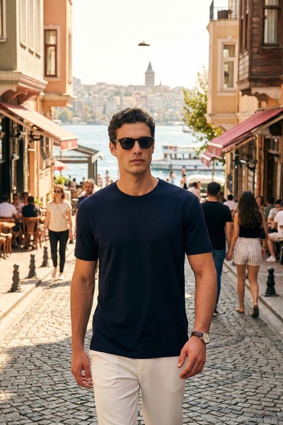 Buratti Βαμβάκι τεμάχια Ανδρικό μπλουζάκι Regular Fit με λαιμόκοψη ποδηλάτου ...