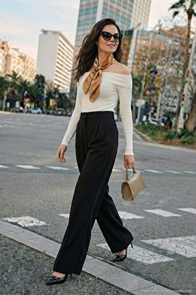 Lela Wide Leg High Waist Wide Leg Pleated Trousers Women's Pants 6923871
