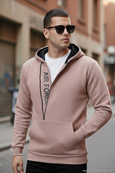 Buratti Cotton Slim Fit Kangaroo Pocket Zipper Detailed Hooded Collar Sweat M...