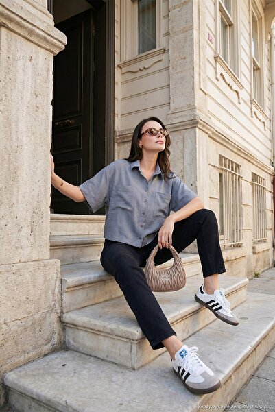 Lela Regular Fit Cep Detaylı Kısa Kollu Gömlek Kadın GÖMLEK 6778568